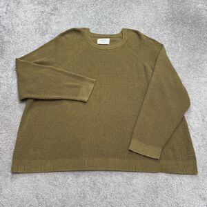 REI Co-Op Waffle Knit Pullover Sweater Mens 3XL Olive Green Crew Neck Cotton
